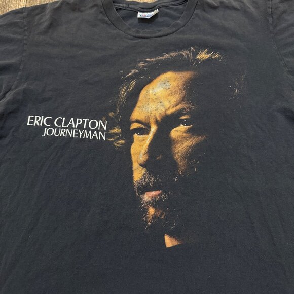 VTG Eric Clapton Journeyman World Tour 1990 Shirt Men's XL Black Faded 90s Hanes - Picture 4 of 7